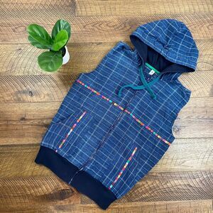 VINTAGE M denim rainbow hooded vest